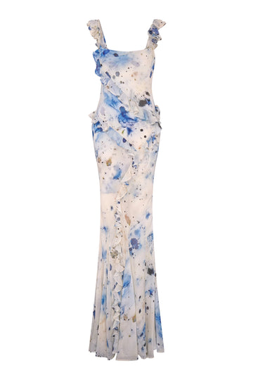 Romantic Ruffle Dress | Ocean Veil Print