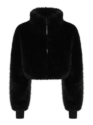 Seb Faux Fur Bomber Jacket | Black