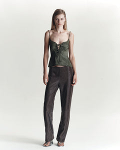 Python Leather Trouser | Tabacco Snake Skin
