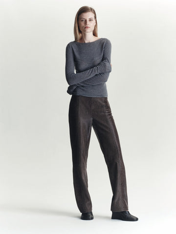 Amelia Pointelle Top | Melange Gray