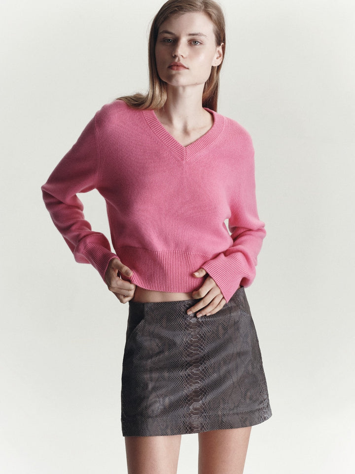Cass Mini Skirt | Tabacco Snake Skin