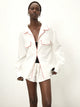 Elemental Boxy Poplin Shirt | White & Red Piping