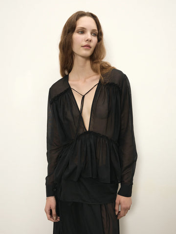 Elemental Silk Voile Top | Black