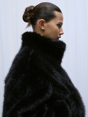 Seb Faux Fur Bomber Jacket | Black