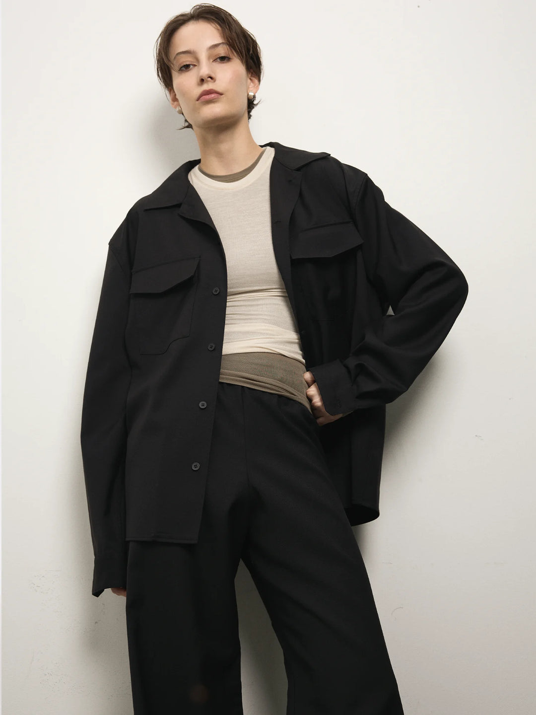 Elemental Boxy Wool Shirt | Black