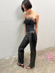 Croc Embossed Leather Pants | Black