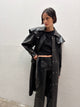 Croc Embossed Leather Pants | Black