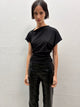 Croc Embossed Leather Pants | Black