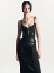Paloma Dress | Black Croc Embossed Leather