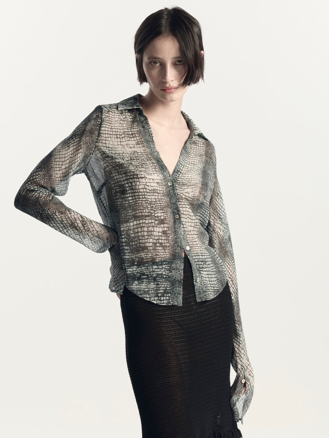 Minimalist Shirt | Croc Print Black