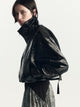 Seb Croc Leather Bomber Jacket | Black