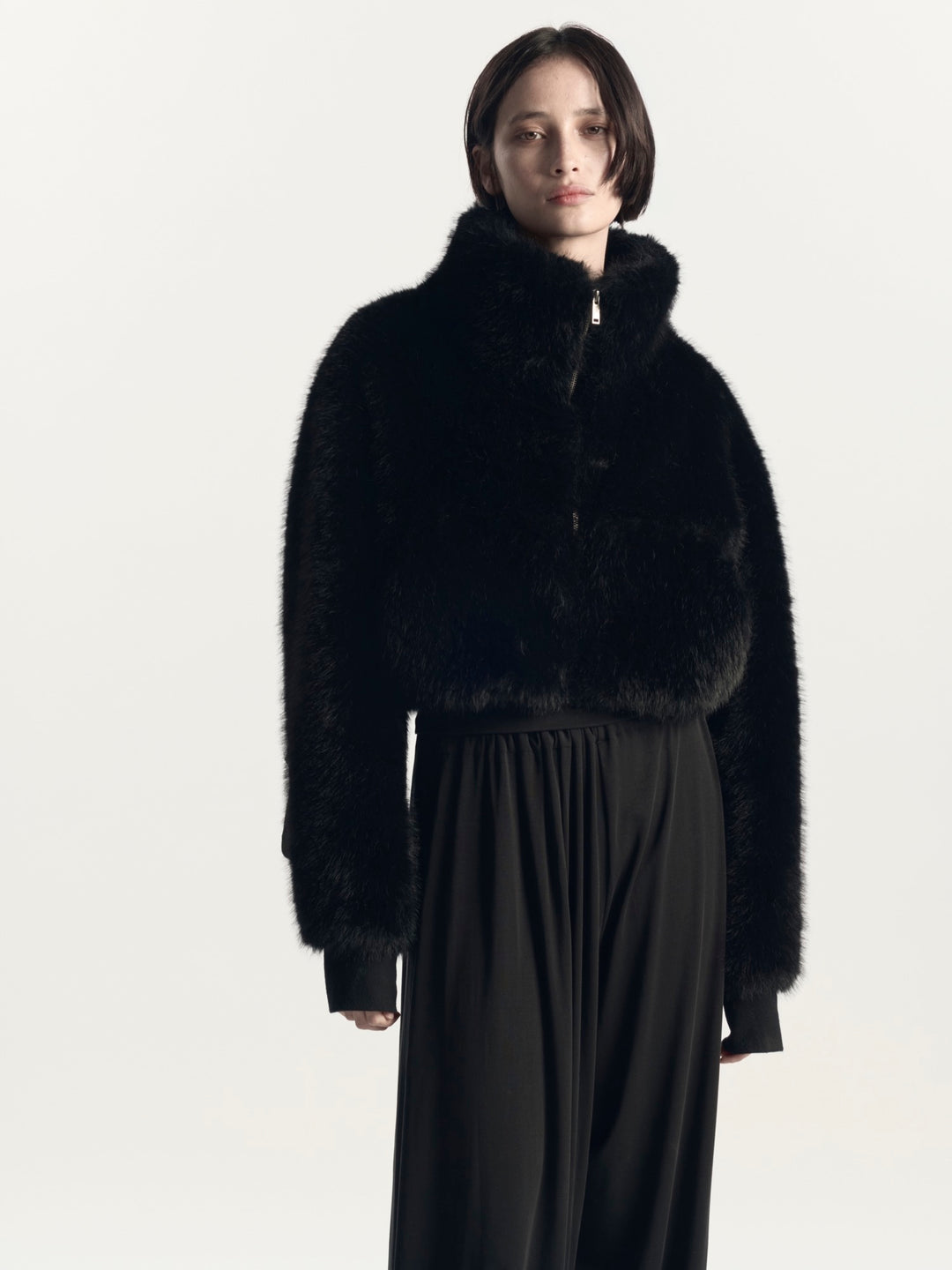 Seb Faux Fur Bomber Jacket | Black