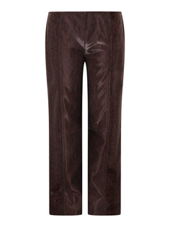 Python Leather Trouser | Tabacco Snake Skin