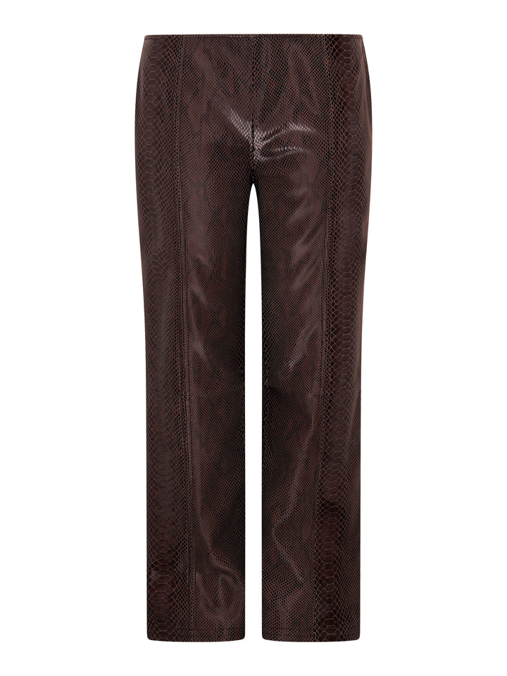 Python Leather Trouser | Tabacco Snake Skin
