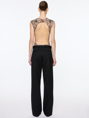 Backless Bodysuit | Rose Mesh