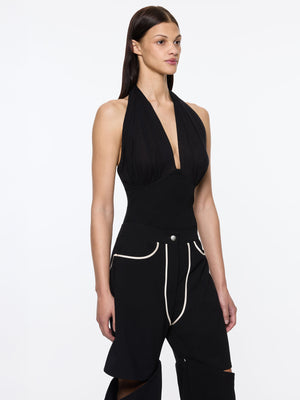 Draped Bodysuit | Black
