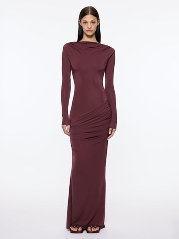 Draped Jersey Dress | Oxblood