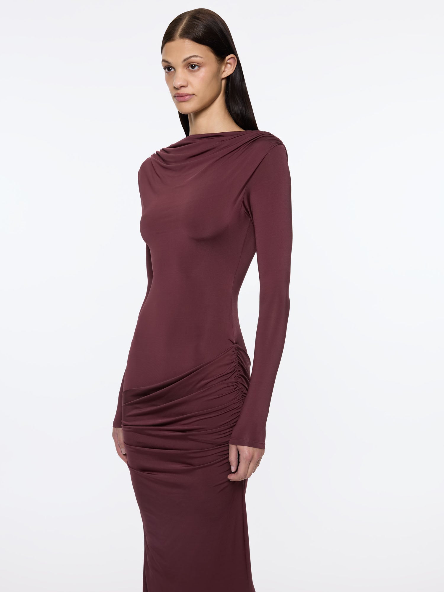 Draped Jersey Dress | Oxblood
