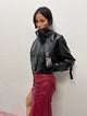 Seb Croc Leather Bomber Jacket | Black