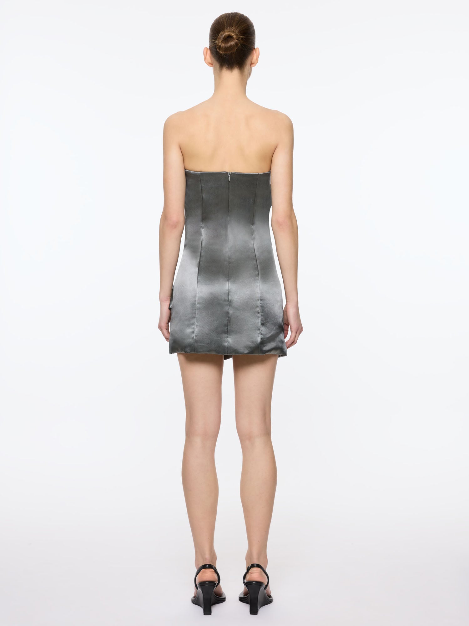 Scrunch Effect Mini Dress | Gunmetal