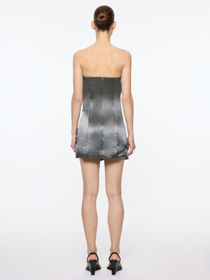 Scrunch Effect Mini Dress | Gunmetal
