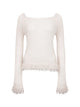 Fringe Long Sleeve Top | White