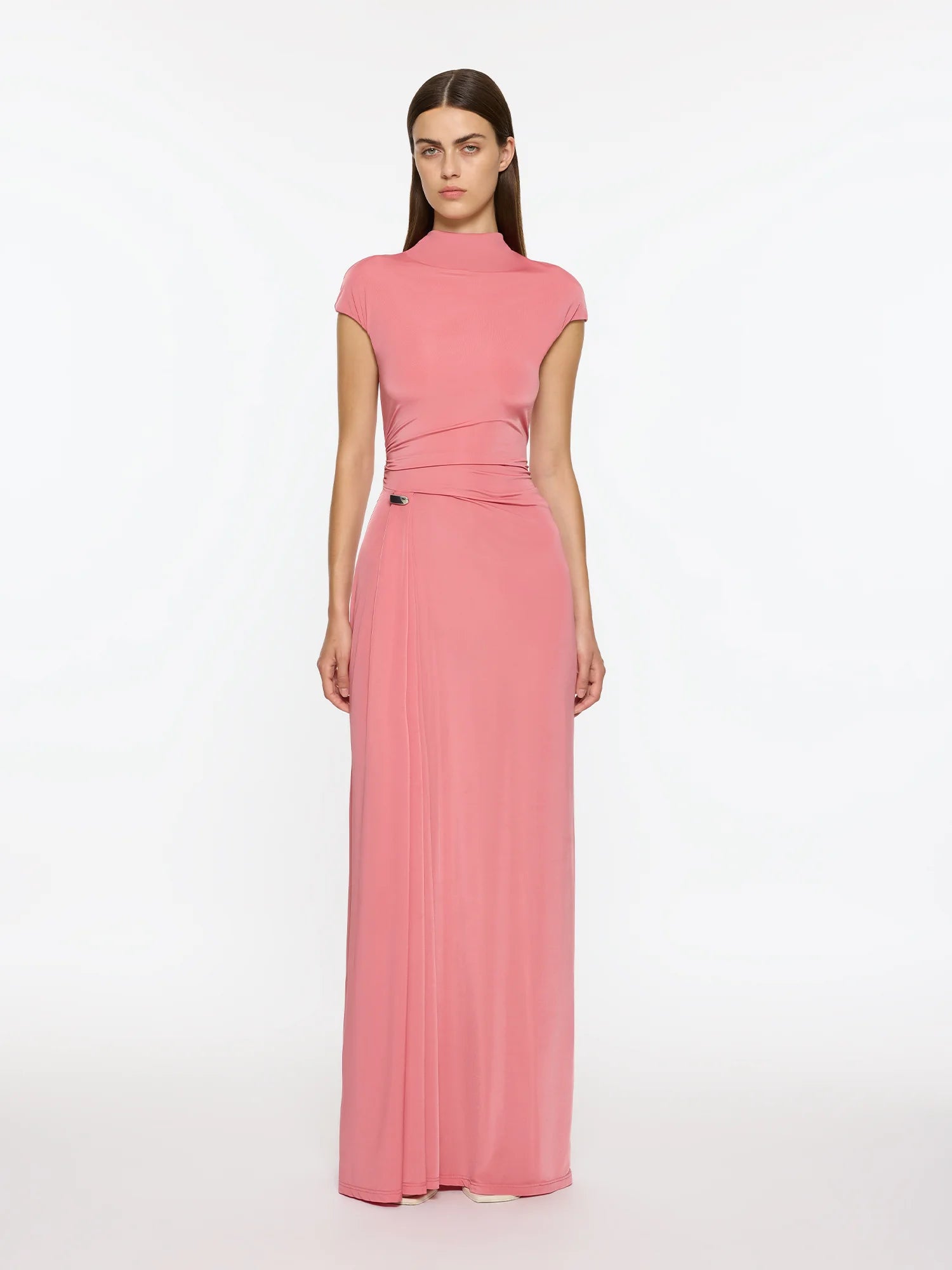 paris georgia event matte jersey nomi dress Paris Georgia Basics Nomi Cowl Neck Maxi Dress in Blue
