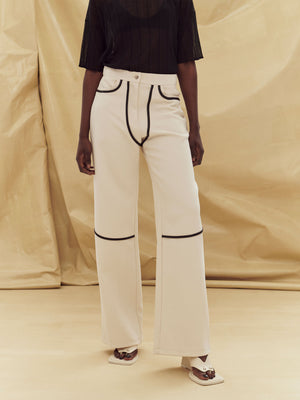 07 RODEO TROUSER | CREAM WITH BLACK