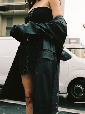 07 TAILORED FAUX LEATHER JACKET | BLACK