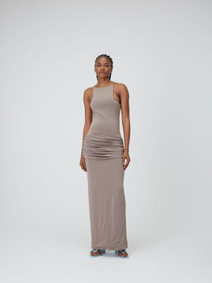 Front view of a model wearing the Concrete 09 Danae Dress