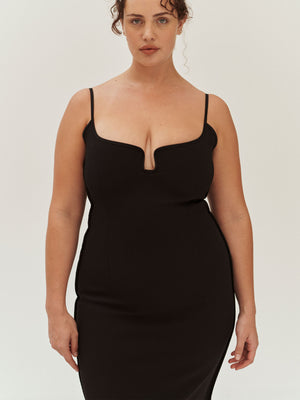 Front view of a model wearing Black Marlo Dress
