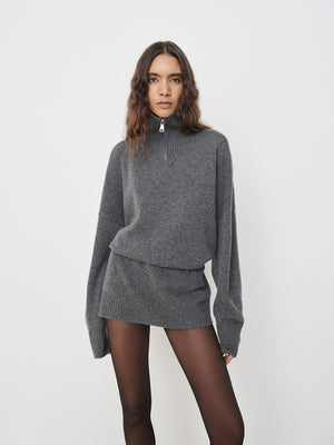 Elemental Oversized Zip Sweater | Charcoal