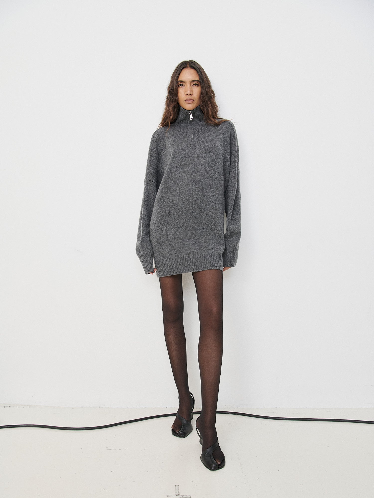 Elemental Oversized Zip Sweater | Charcoal