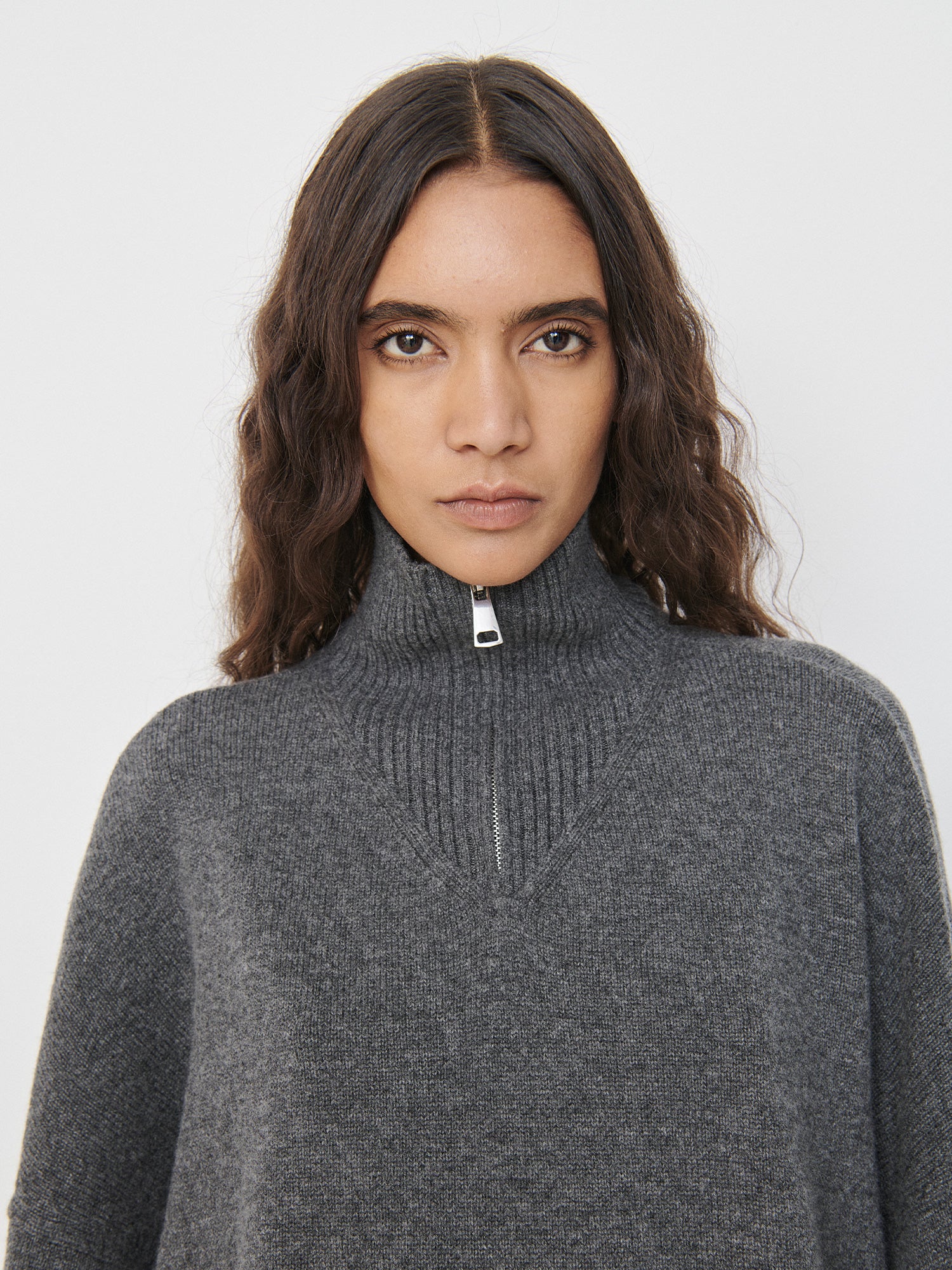 Elemental Oversized Zip Sweater | Charcoal