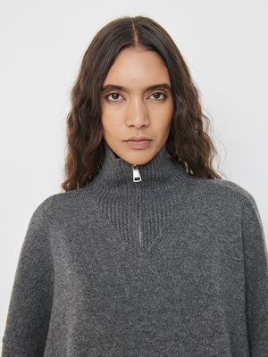 Elemental Oversized Zip Sweater | Charcoal