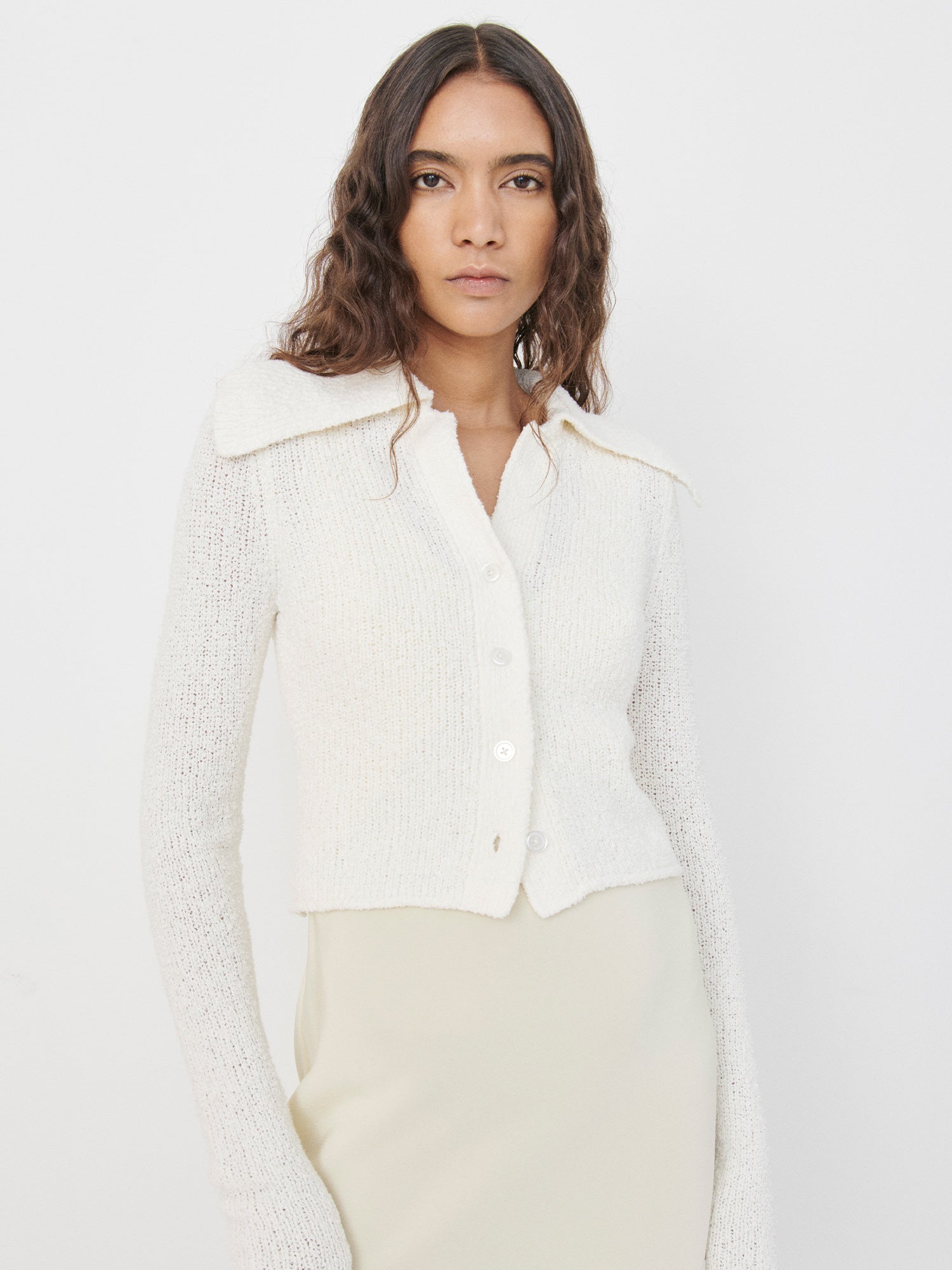 Elemental Collared Cardigan | White