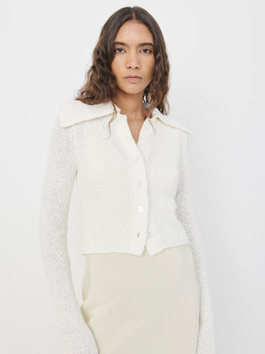 Elemental Collared Cardigan | White