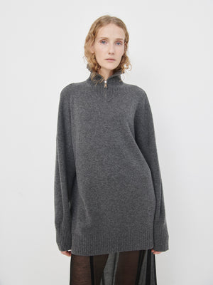 Elemental Oversized Zip Sweater | Charcoal