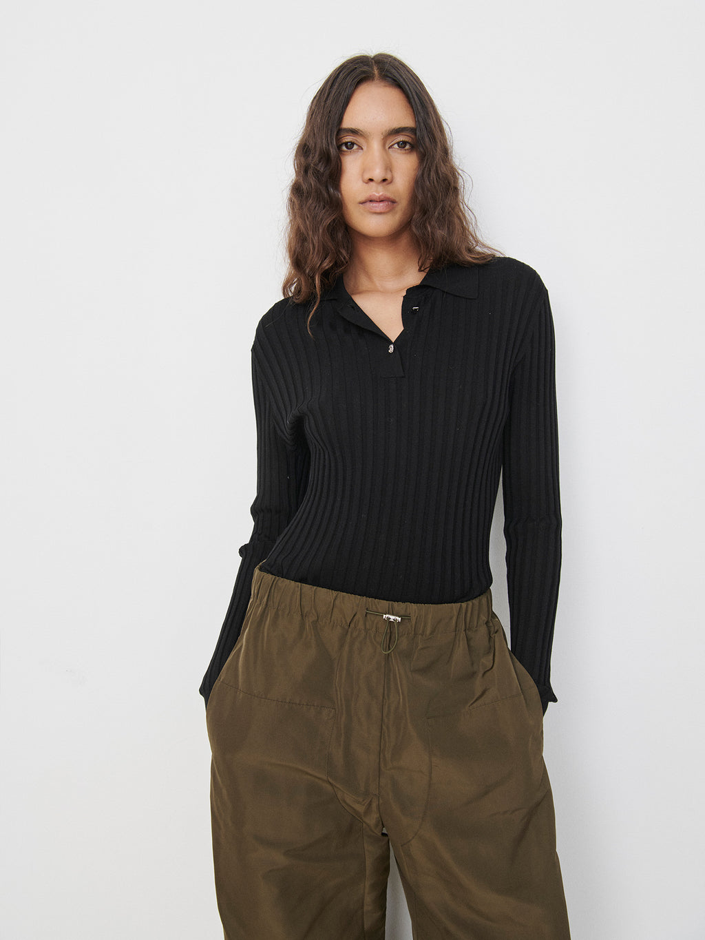 Elemental Ribbed Cotton Polo | Black