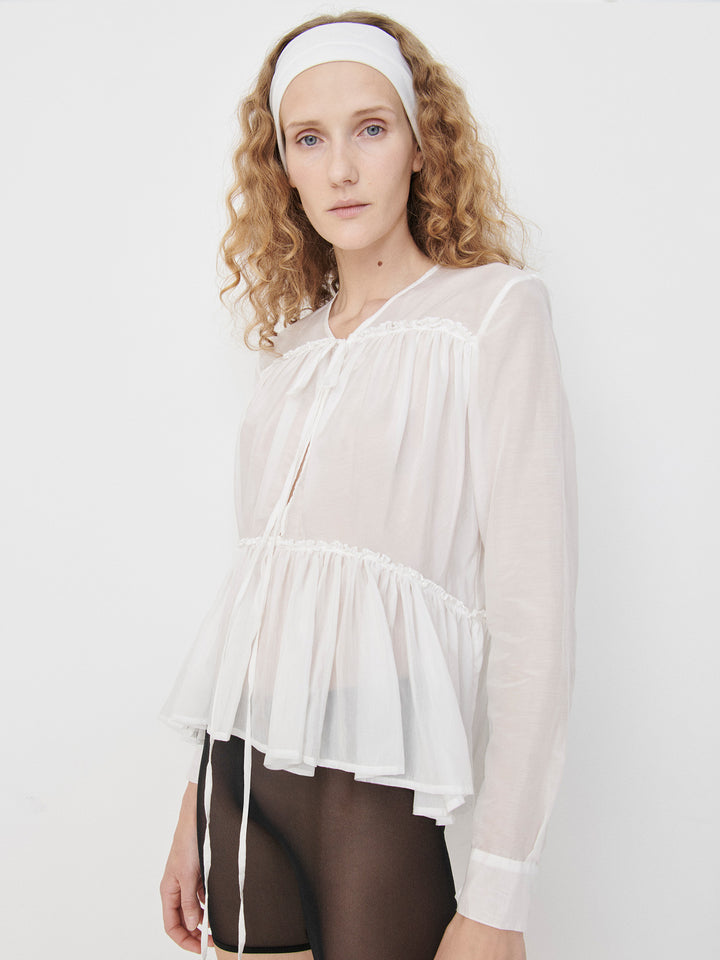 Elemental Silk Voile Top | White