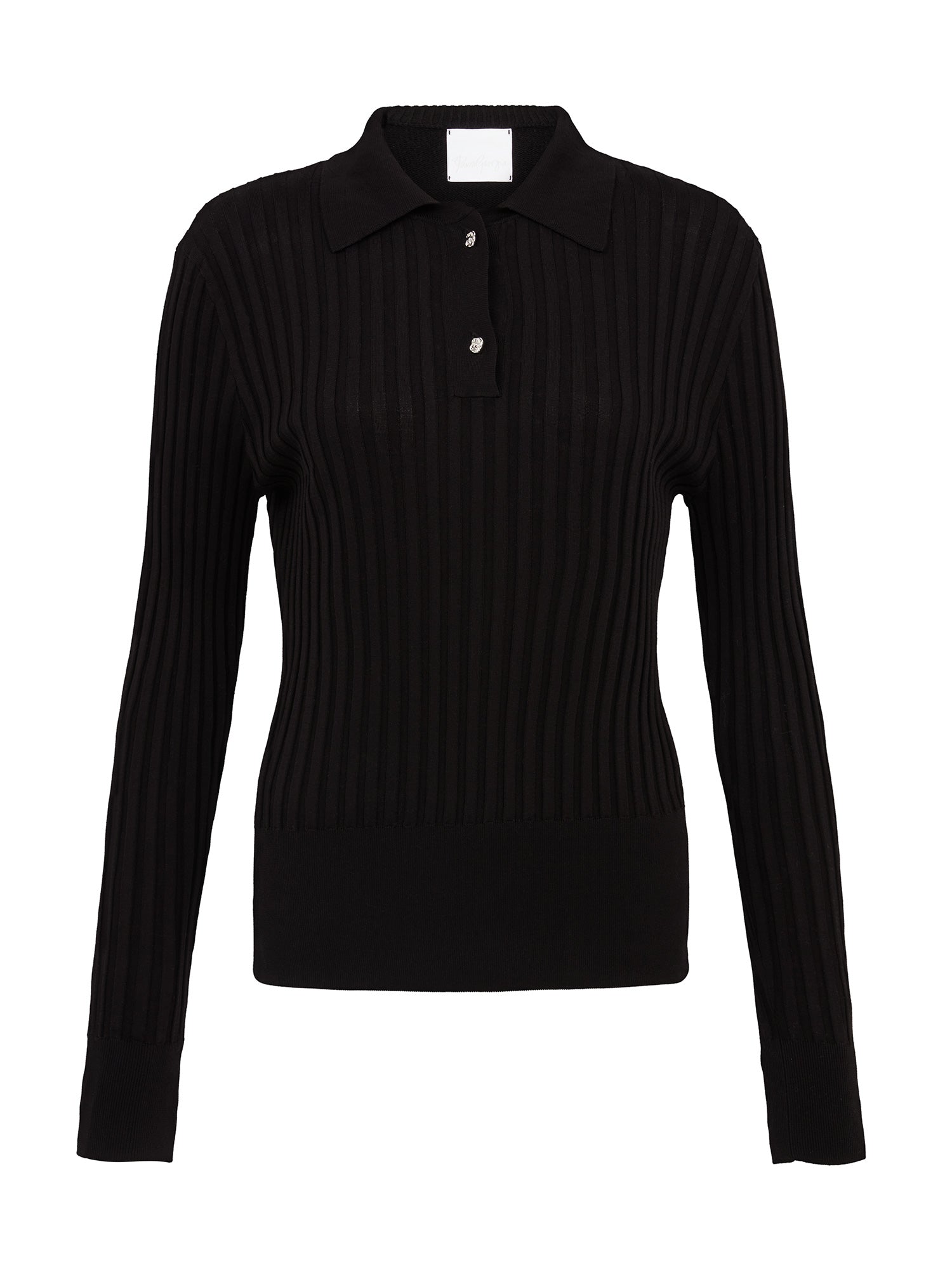 Elemental Ribbed Cotton Polo | Black
