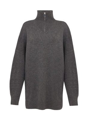 Elemental Oversized Zip Sweater | Charcoal