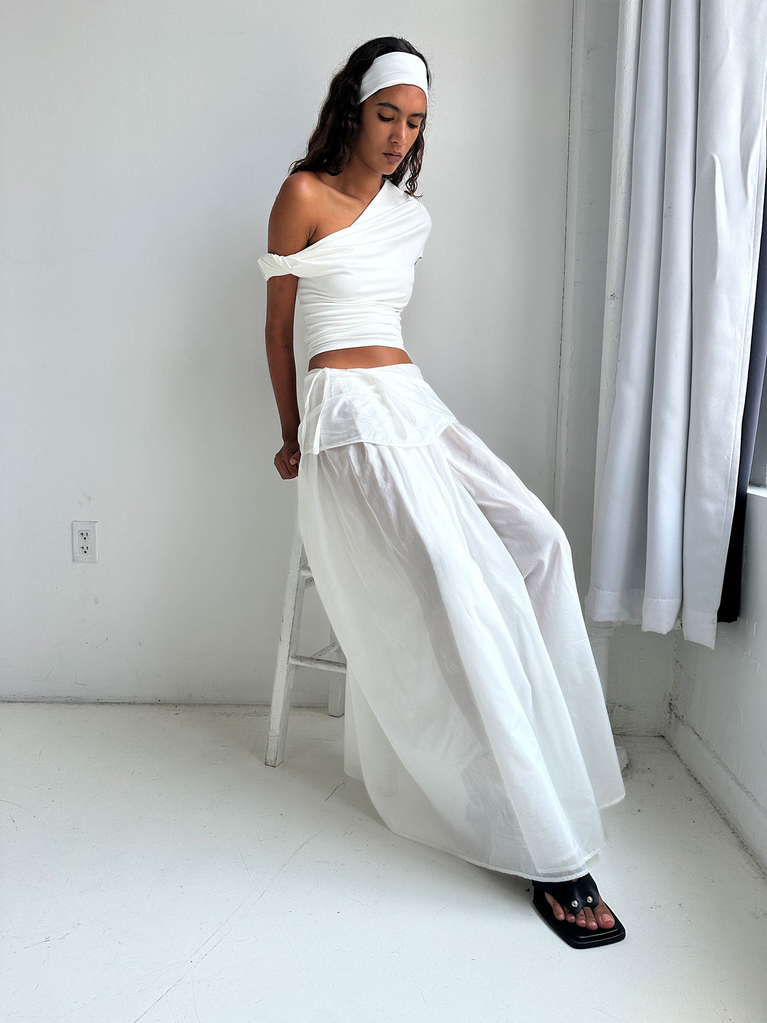 Elemental Silk Voile Skirt | White | Paris Georgia Official Store 