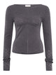 Amelia Pointelle Top | Melange Gray