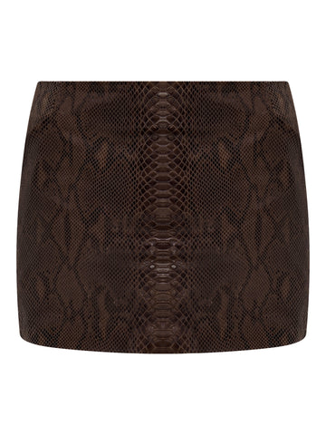 Cass Mini Skirt | Tabacco Snake Skin