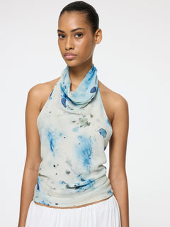 Back Wrap Top | Ocean Veil Print