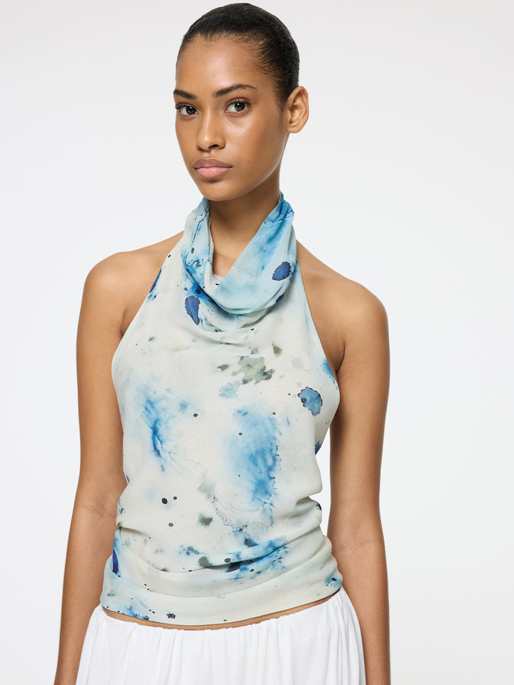 Back Wrap Top | Ocean Veil Print