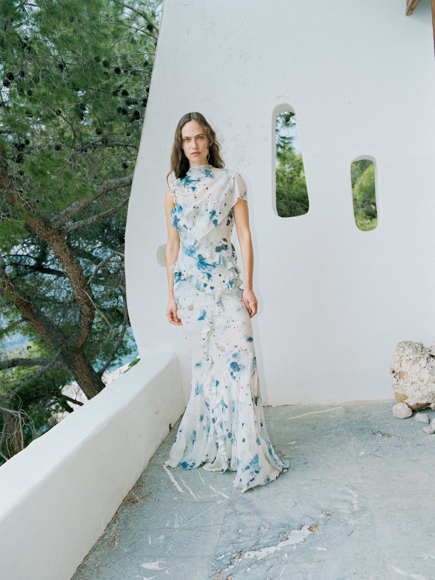 Romantic Ruffle Dress | Ocean Veil Print | Paris Georgia Official Store