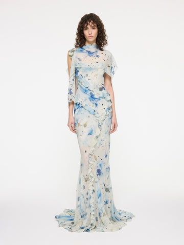 Romantic Ruffle Dress | Ocean Veil Print
