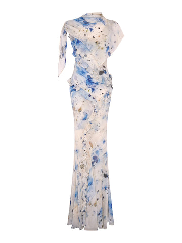 Romantic Ruffle Dress | Ocean Veil Print